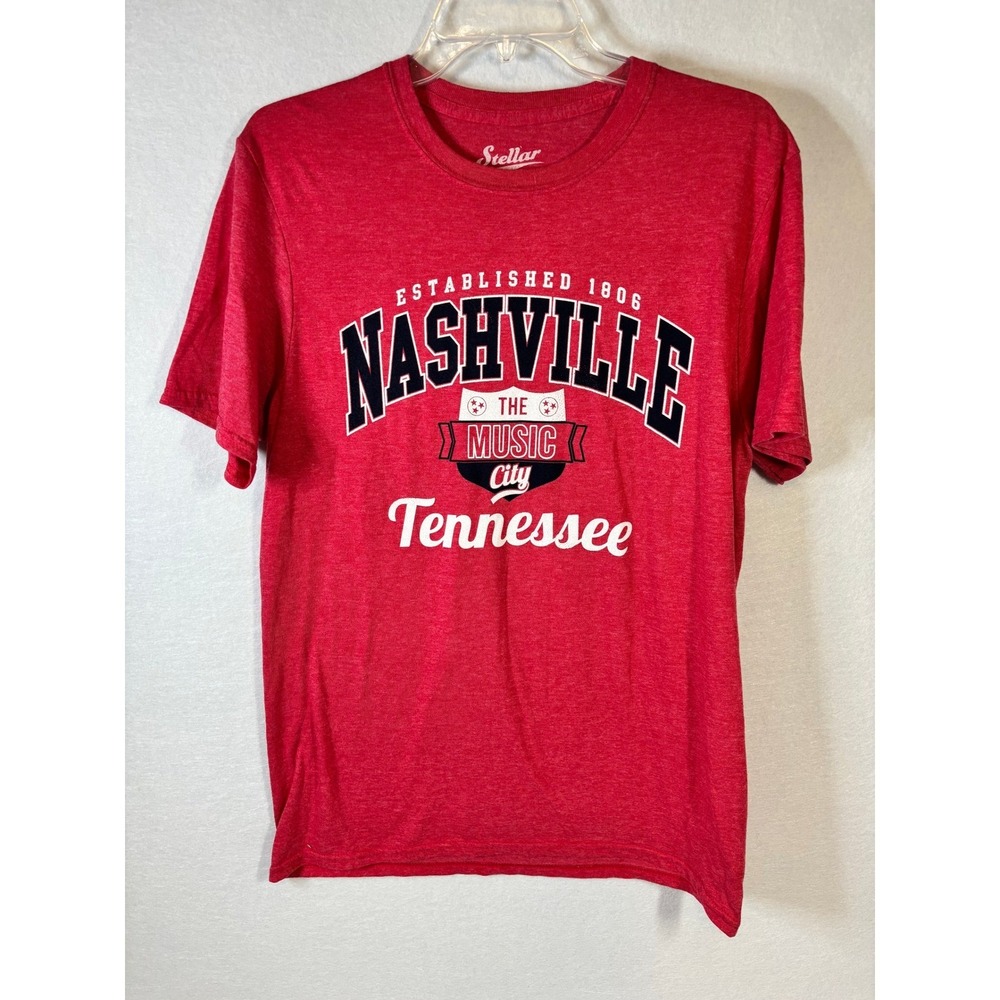Stellar Nashville Tennessee Music City Graphic T-Shirt Heather Red Mens Medium